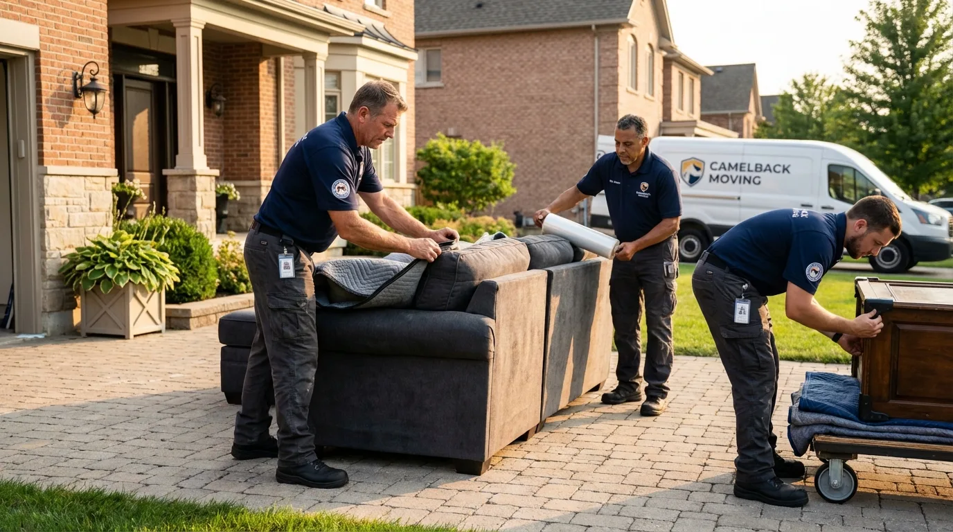 Large estate moving crew wrapping furniture in North Versailles, PA