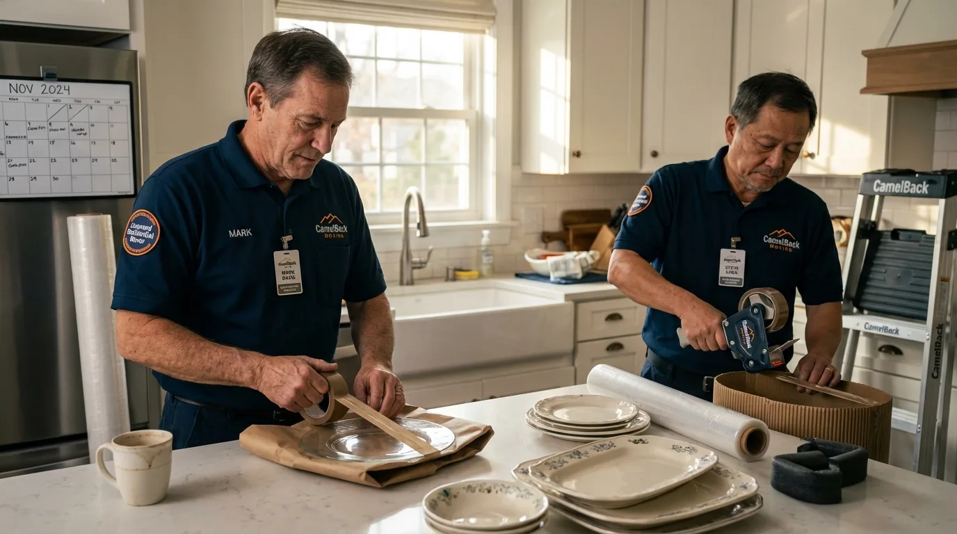 Professional crew packing kitchen dishware in North Versailles, PA