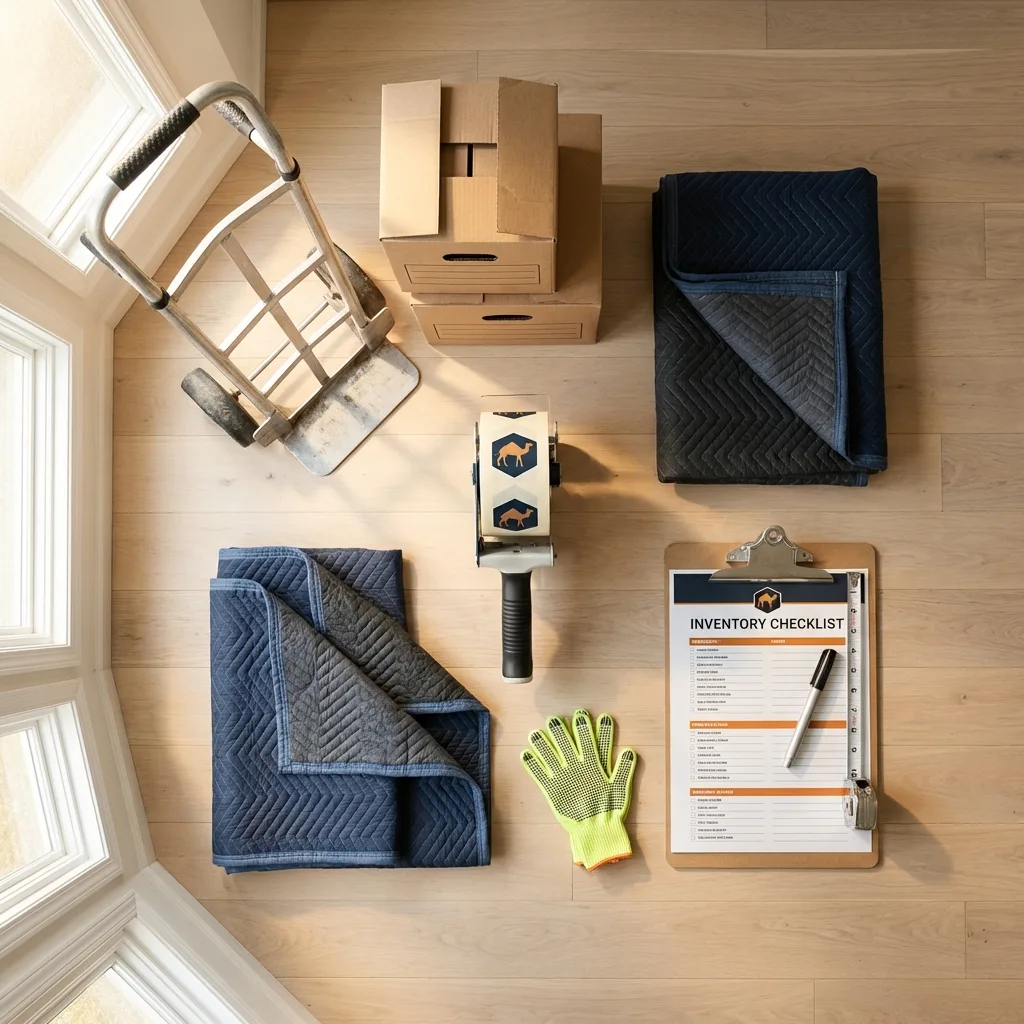 Professional moving supplies and packing materials layout for North Versailles residential relocations